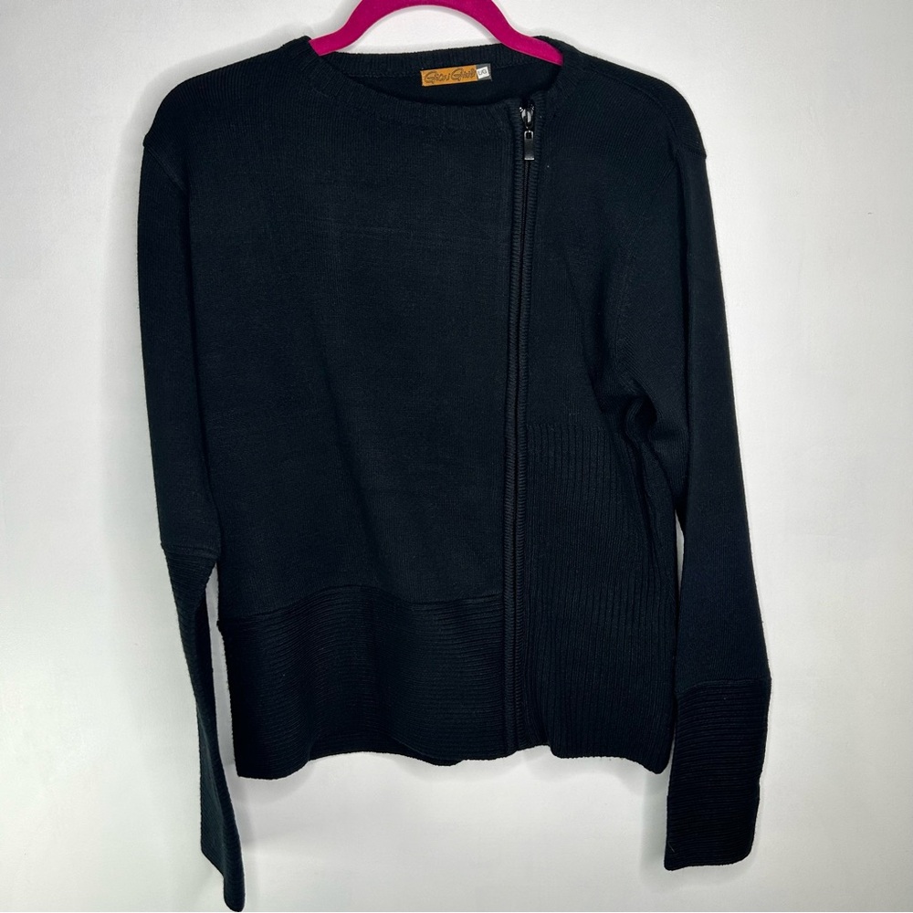 Black Sweater with Asymmetrical Zipper